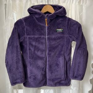 L.L. Bean Plush Hooded Fleece Jacket in Deep Purple